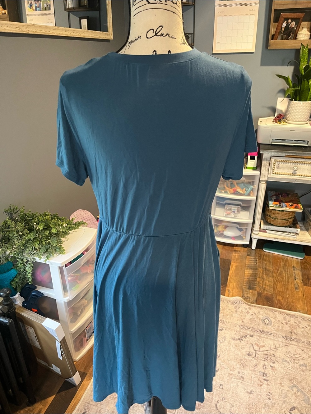 Torrid Dress 0 Super Soft Stretch Jersey Knit Plus Size 0 Teal Side Pockets - Picture 2 of 9